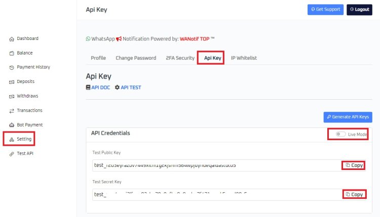 WAPay API KEY