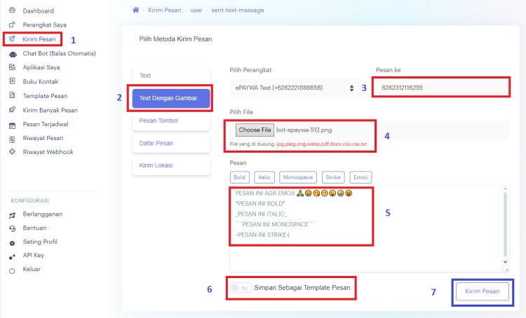 BOT WANotif mengirim pesan dengan lampiran Gambar atau File